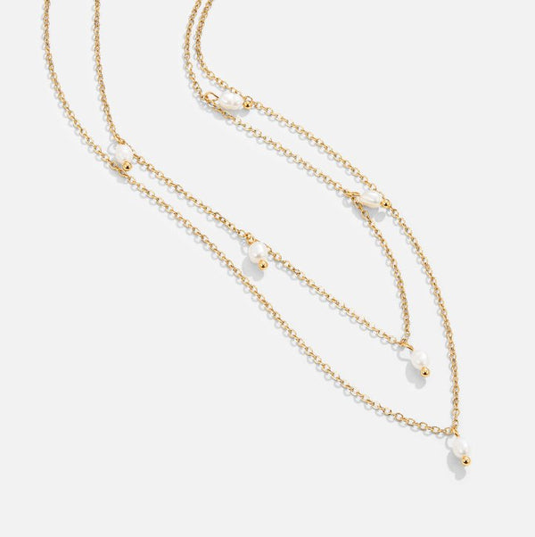 Kayla - Perlen Tropfen Layered Halskette