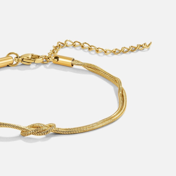 Alina - Geknotetes Goldkettenarmband
