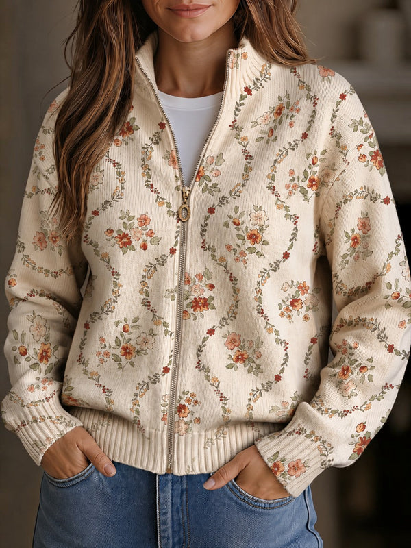 Ingrid™ | Strickjacke mit zarten Blütenranken