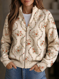 Ingrid™ | Strickjacke mit zarten Blütenranken