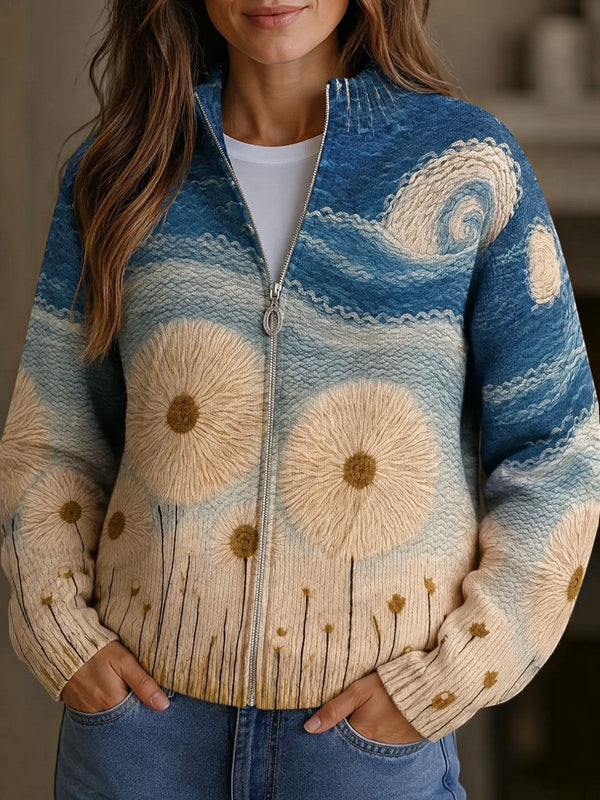 Renate™ | Strickjacke mit Pusteblumen-Motiv