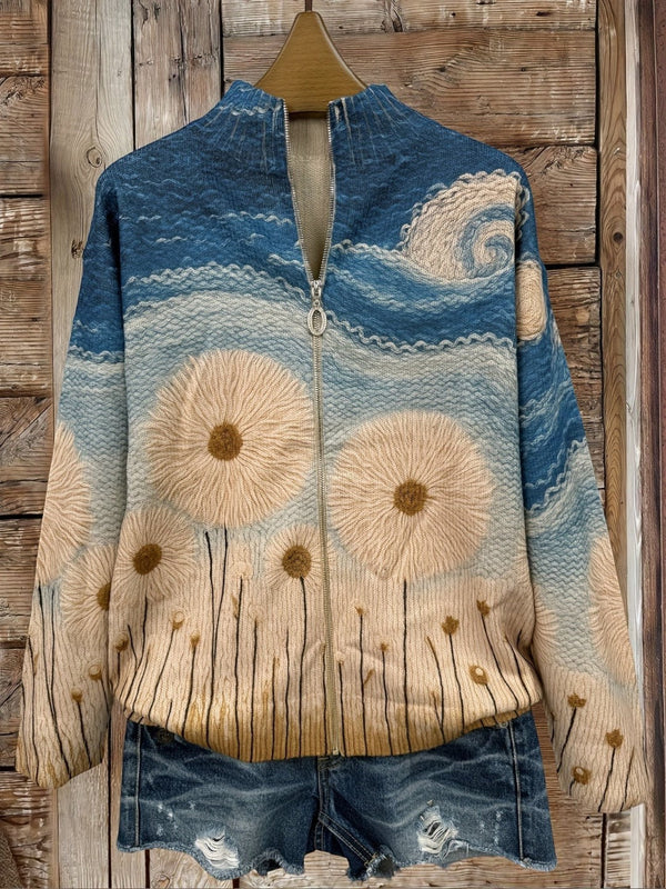 Renate™ | Strickjacke mit Pusteblumen-Motiv