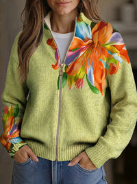 Claudia™ | Strickjacke mit buntem Lilienmotiv