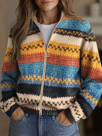 Karin™ | Strickjacke mit buntem Zickzackmuster