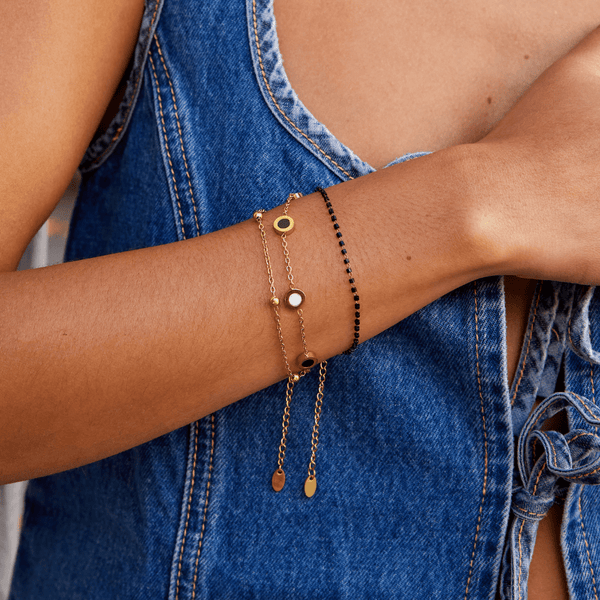 Emilia - Armband aus Onyx und weißem Stein