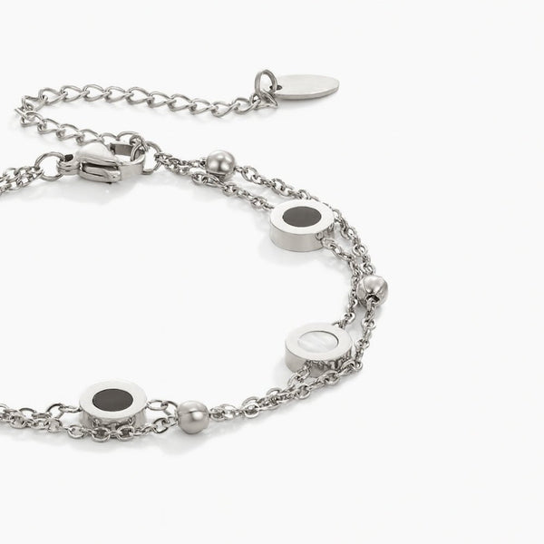 Emilia - Armband aus Silber mit Onyx und weißem Stein