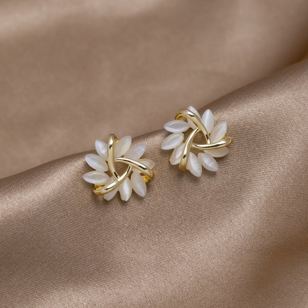 Opal Blüten Gold Ohrringe