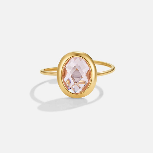 Rosalie – Goldring mit rosa Kristall