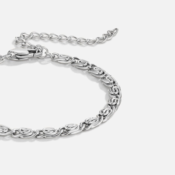 Amara - Silbernes Gliederarmband mit Wirbelmuster