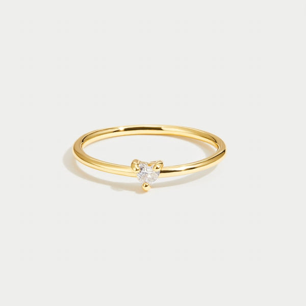 Amora – Goldring mit Herzkristall