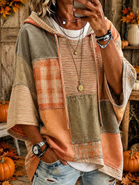 Mila™ | Herbstlicher Patchwork-Poncho mit Kapuze