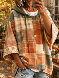 Wiebke™ | Herbstlicher Karo-Poncho mit Kapuze