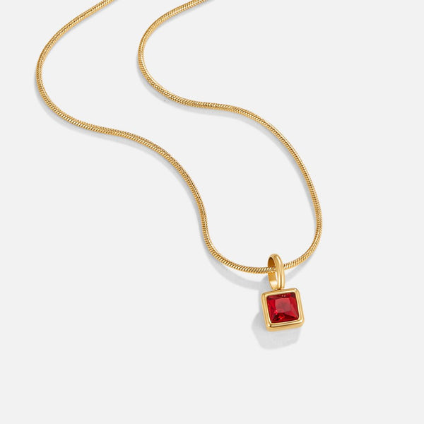 Verena - Square Pendant Birthstone Necklace