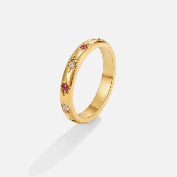 Talia – Goldring mit bunten Kristallen
