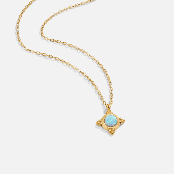 Annika - Vintage Halskette mit Anhänger aus blauem Opal