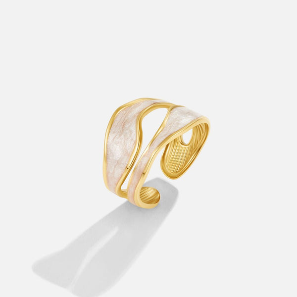 Sahara – Breiter Ring mit Perlmutt-Element