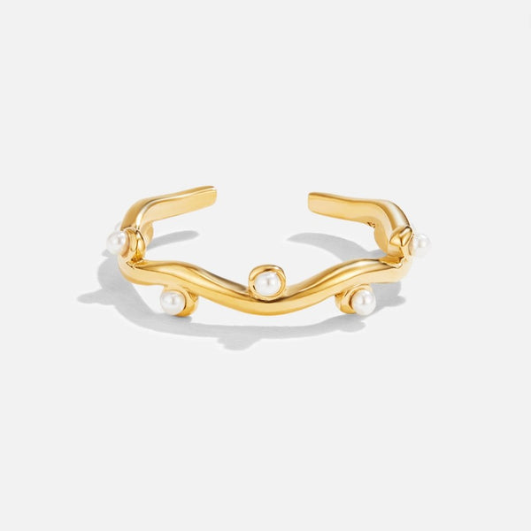 Pearla – Offener Goldring mit Perlen