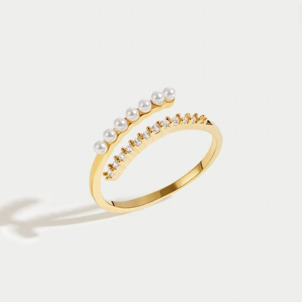 Elora – Ring mit Perlen- und Kristallreihe